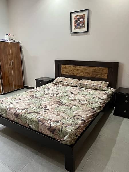 Queen Bed with Mattress and Side Tables 1