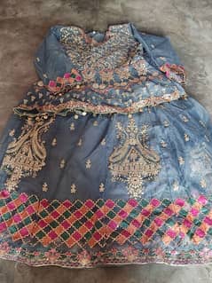 organza ready two wear 3pieace lengha short frock and dubata