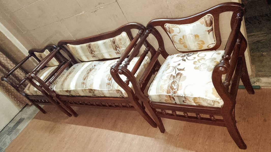 Wooden Sofa Set with Glass Table 1