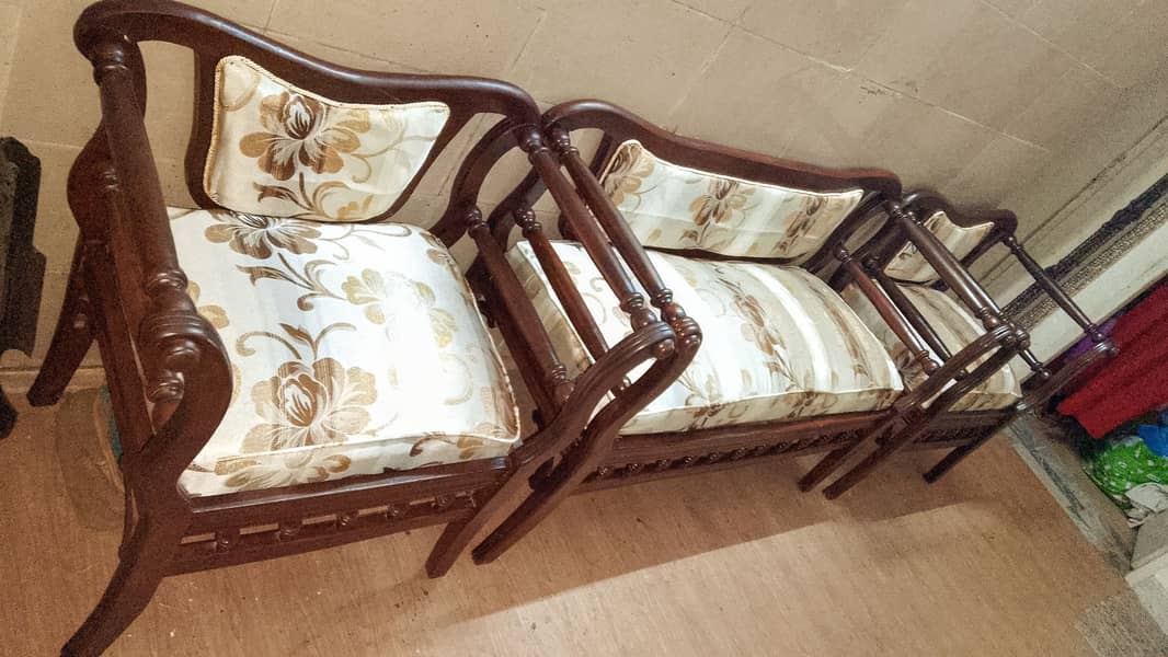 Wooden Sofa Set with Glass Table 5