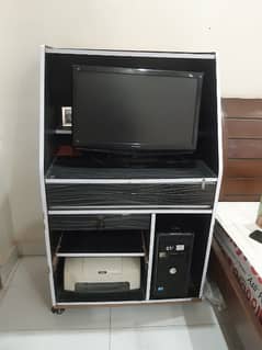 Inter Core 2 Duo with monitor & Computer Trolly