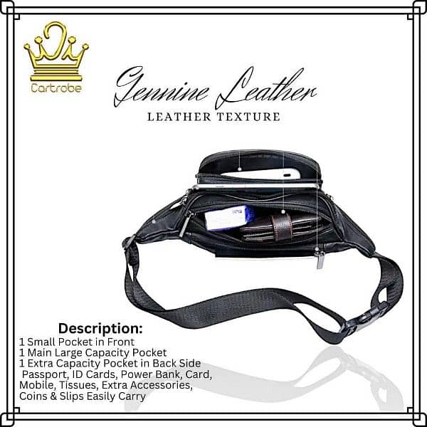 Leather Waist Bag l Travel Bag l Free Delivery l 0323-4536375 1