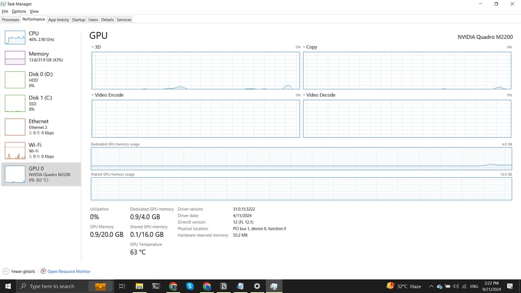 Dell Precision 7520 - Workstation - 32Ram - 4GBNvidia - 500 SSD+500HD 13