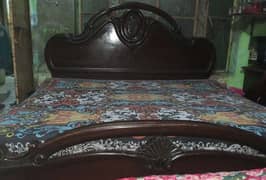 Pure wooden bed with 2 site table 0