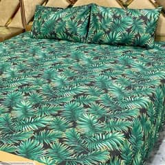 3 Pcs Cotton Printed Double Bedsheet