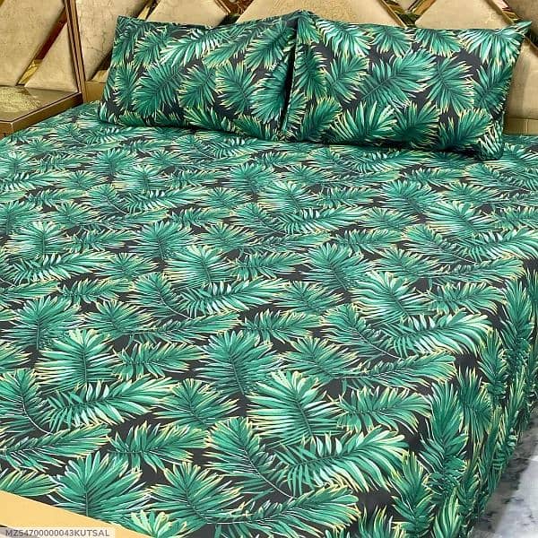 3 Pcs Cotton Printed Double Bedsheet 0