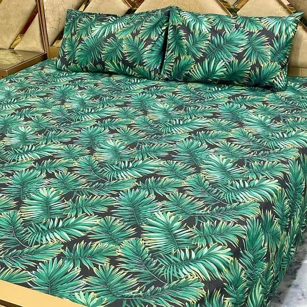 3 Pcs Cotton Printed Double Bedsheet 1