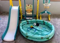 5 in 1 slide and swing and pool for kids in excellent condition