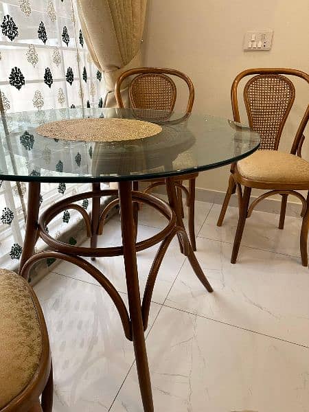 Bent Wood Dining Table, 4 chairs with table 2