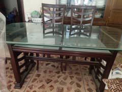 Dining table with 6 chairs pure wood