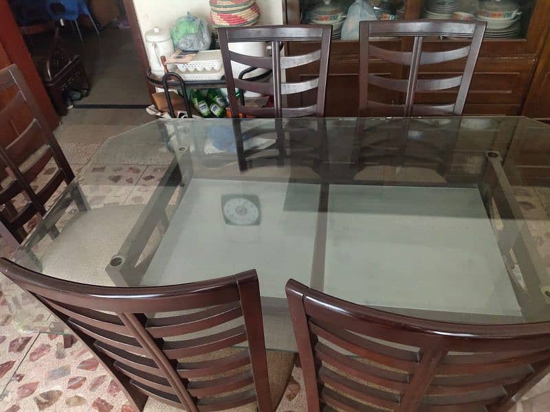 Dining table with 6 chairs pure wood 1