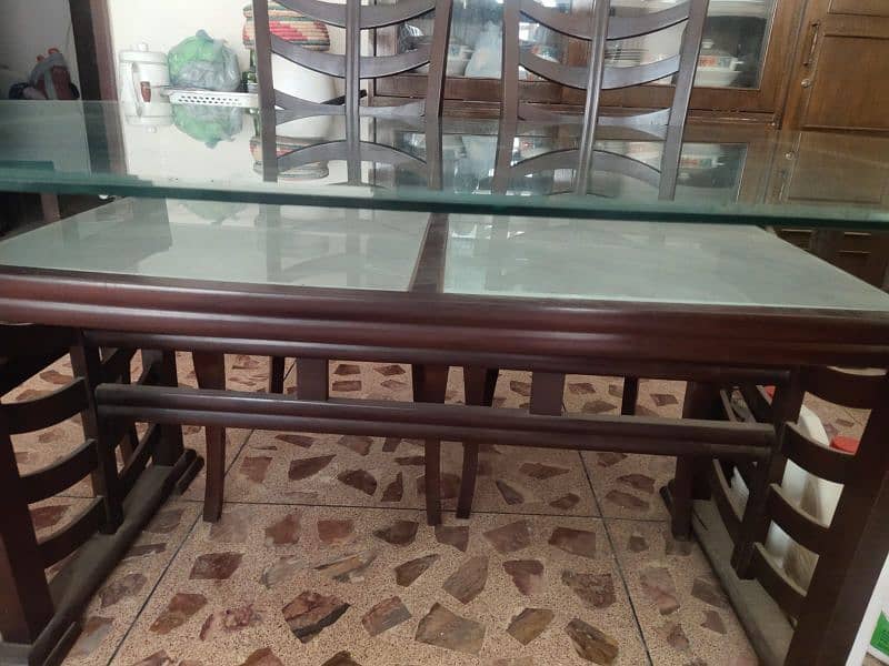 Dining table with 6 chairs pure wood 3