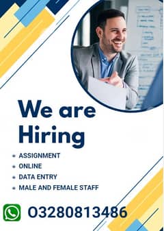 Male and Female Staff needed for Office working and Online working