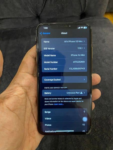 iPhone XS Max
64GB 
Dual Sim Official PTA Approved 
Battery Changed 5