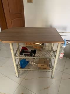 iron stand wood top