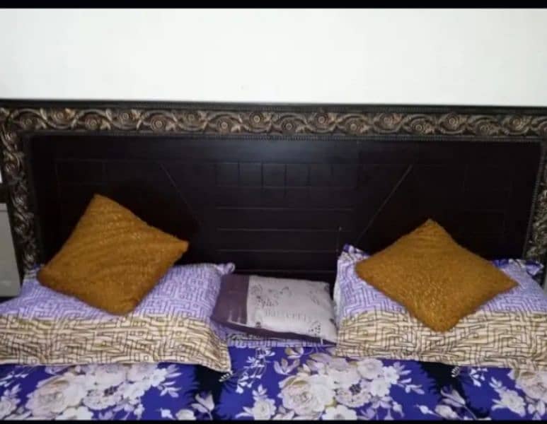 wooden king size bed with side tables 2