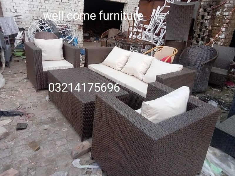 OUTDOOR GARDEN RATTAN UPVC FURNITURE SOFA SET CHAIRS TABLE UMBRELLA 7