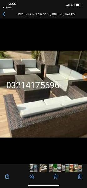 OUTDOOR GARDEN RATTAN UPVC FURNITURE SOFA SET CHAIRS TABLE UMBRELLA 16