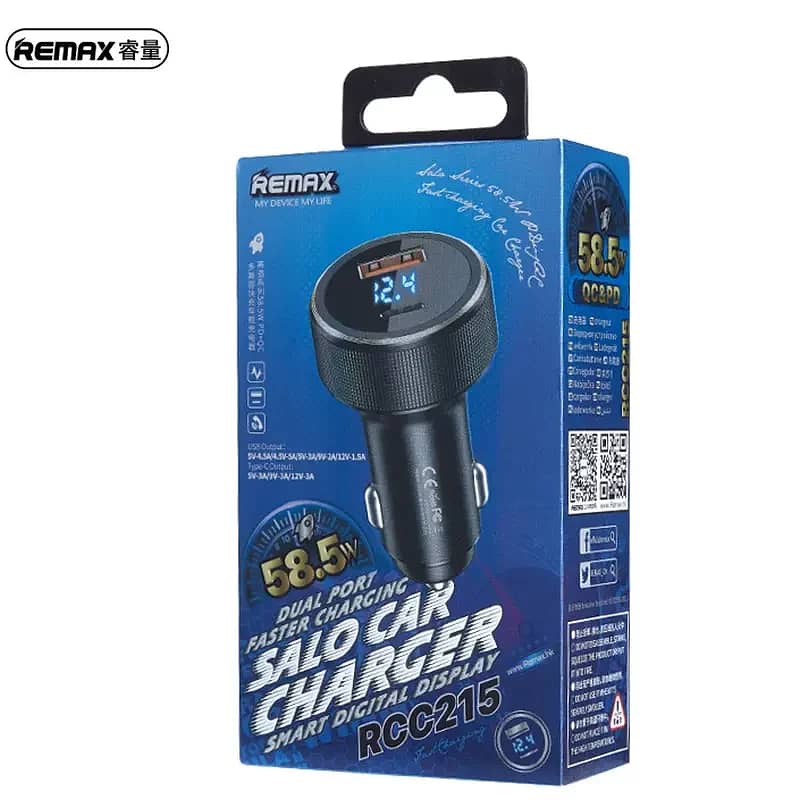 Remax RCC215 Salo Series 58.5W PD C + QC USB Fast Charging Car Charger 1