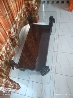 Wooden Table with Mirror Top 0