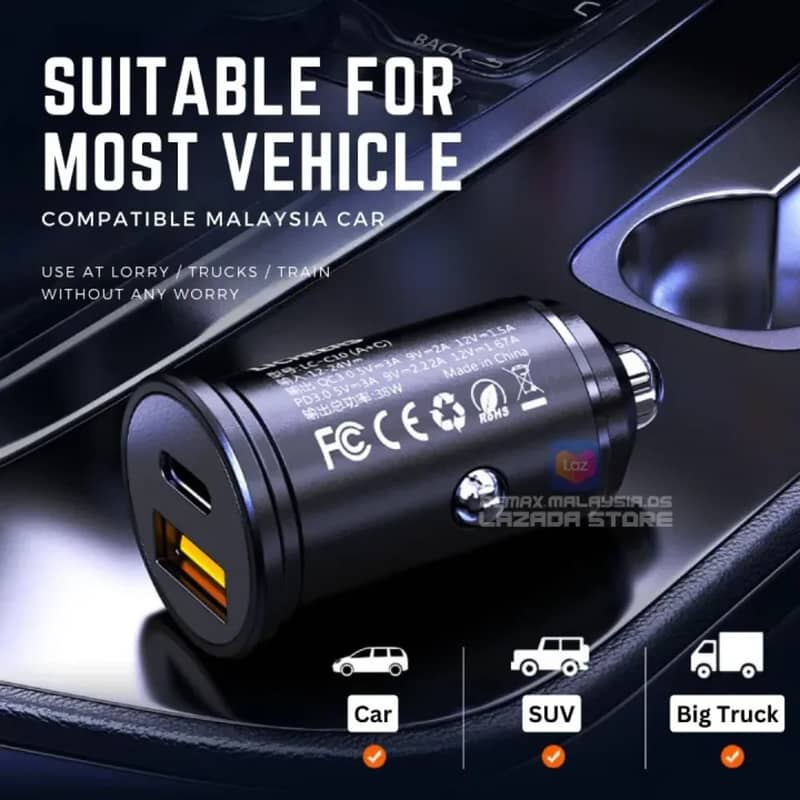 Remax RCC358 Siya Series 30W PD C QC USB Fast Car Charger Type Brandnw 1