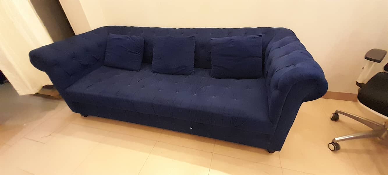 Velvet Blue 5 Seater Sofa Set for sale 1