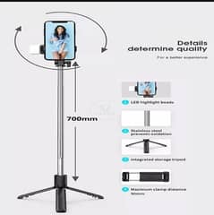 selfie stick with LED light mini tripod stand