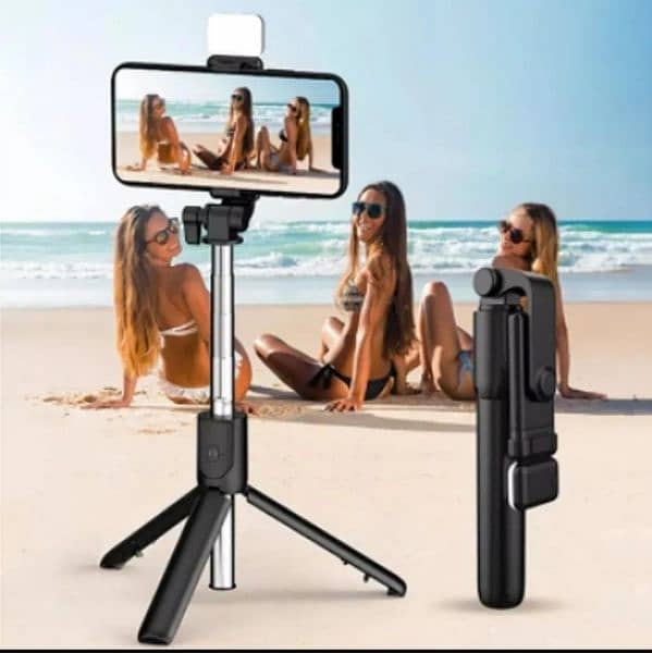 selfie stick with LED light mini tripod stand 3