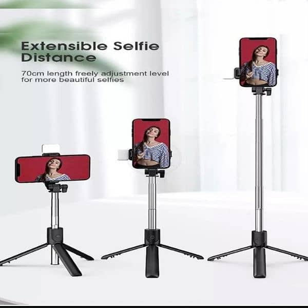 selfie stick with LED light mini tripod stand 5