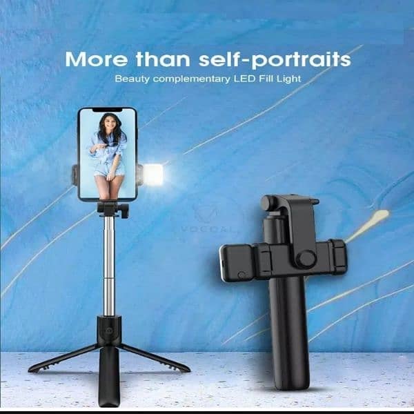 selfie stick with LED light mini tripod stand 6