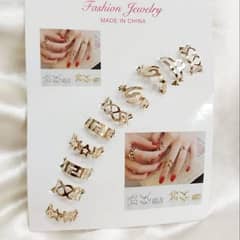 Set Of 10 Gold-Colored Metal Rings, Including Simple And Personalize 0