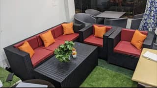 Rattan Patio Sofas, two and three seater, L shaped Lawn Terrace