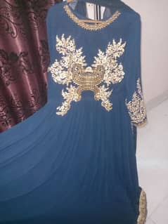 Navy Blue Embroided Pishwas Maxi with Dupatta