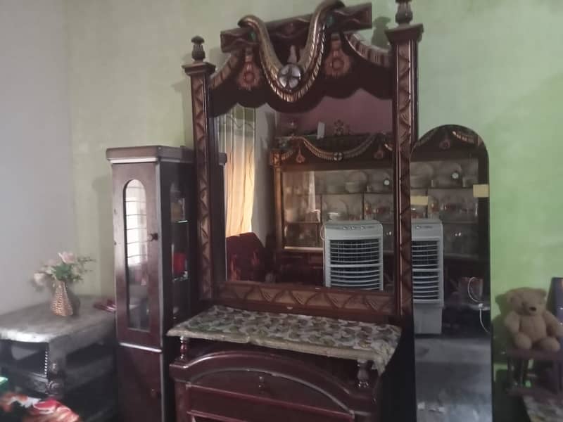 WOODEN BED WITH SIDE TABLE 1