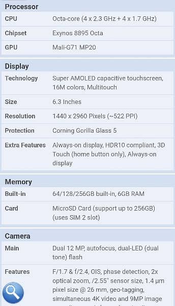 Samsung Galaxy Note 8 Genuine 6 / 64 5