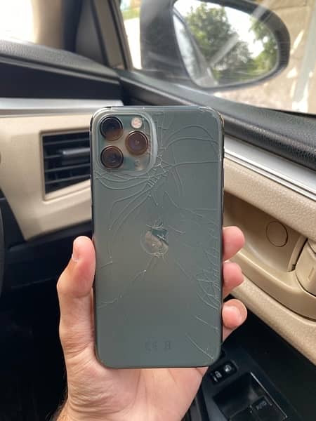 Iphone 11 pro back cracked,only phone. whatsapp number 0335-0588886 1