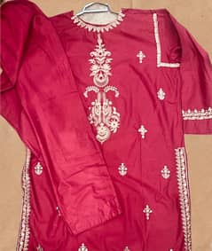 Embroidered 2pcs Red Suit