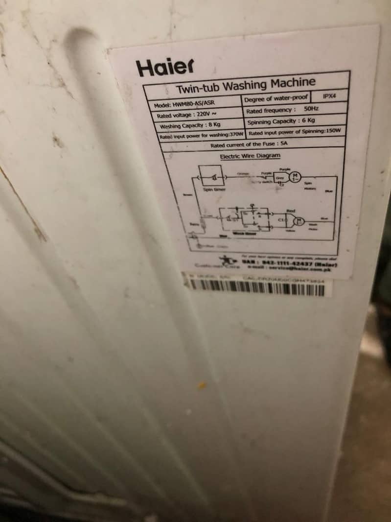 HAIER TWIN TUB WASHING MACHINE good condition 8kg 3