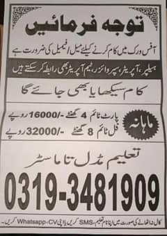 jobs for Male and female 0