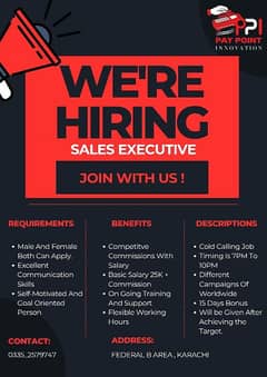 We're Hiring Sales Executive