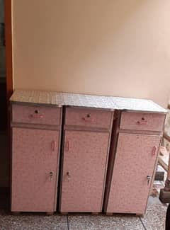 Cabinets with draws Total 5 cabinets ,2 glass sliding & 3 wooden door