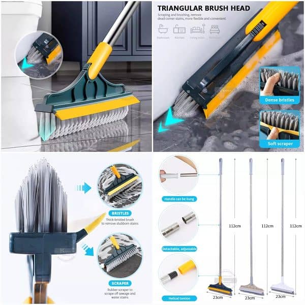 2 In 1 Floor Stainless Steel Cleaning Brush Bathroom 1