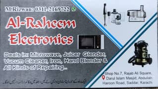 (Home service)::Microwave +Oven + vaccume + Hand Mixcer:: Repairing &