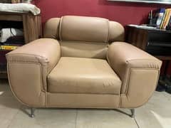 3 seater leather beige camel sofa for sale in excellent condition