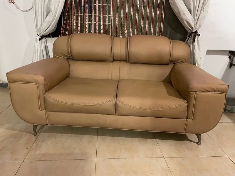 3 seater leather beige camel sofa for sale in excellent condition 1