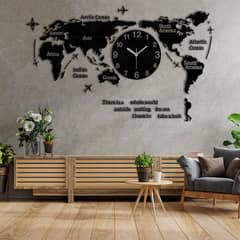 Wooden Map Clock 0