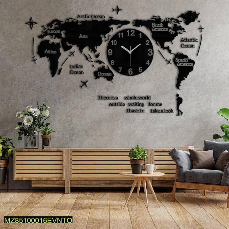 Wooden Map Clock 3