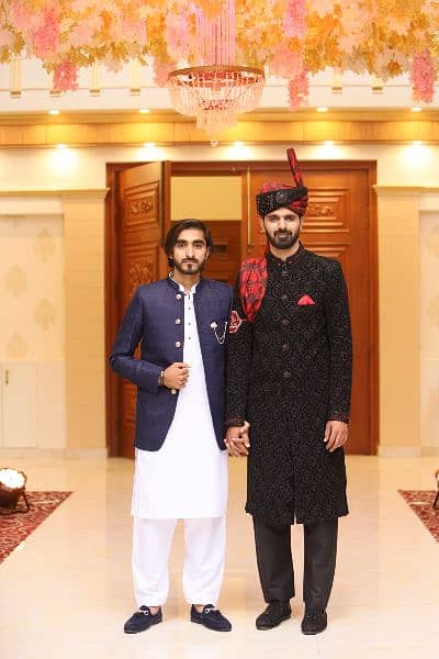 Black Sherwani , Qula with shoes. 5