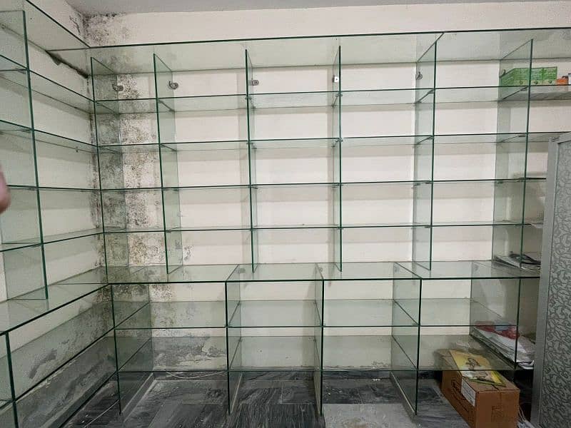 Glass Racking, Shop Racking Counters, shelves for sale. 1