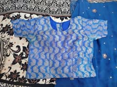 blue saree with 2 blouse